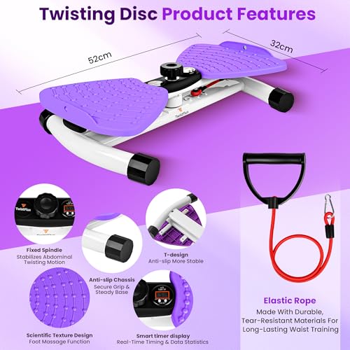 Adjustable Waist Twister Machine with Digital Counter - Purple