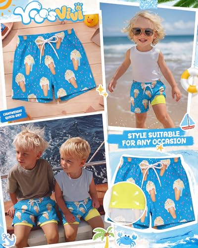 Boys' Swim Trunks - Hand Drawn Sprinkle Cone Blue Beige 5T