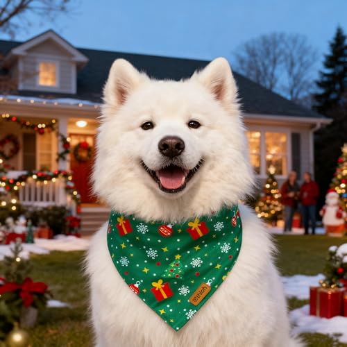Christmas Dog Bandanas - Reversible Santa & Christmas Tree - X-Large