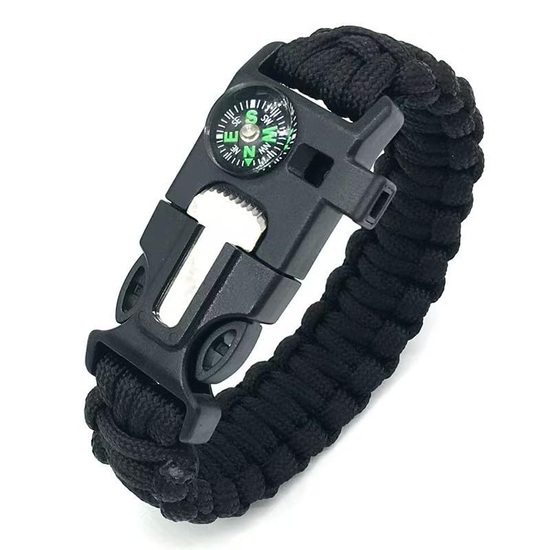 Durable Paracord Wristband for Outdoor Survival - Black