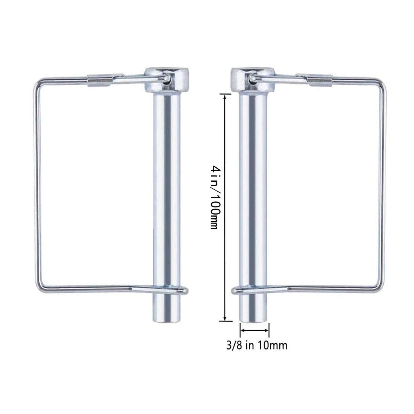 2 Pack 3/8x4inch Trailer Coupler Pin, Heavy Duty Hitch Pin Towing Hitch Accessories Safety Wire Lock Pin Clip for Towing, Secure PTO Shaft, Trailers, RVs, Boats, and Farm Equipment