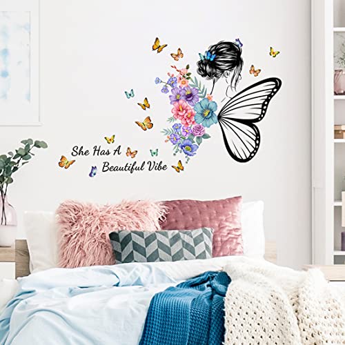 Wall Decals, Butterfly and Girl Pattern, Quote and Saying Stickers