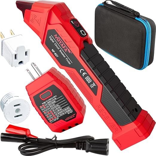 NOYAFA NF-827 Circuit Breaker Finder Tool & GFCI Outlet Tester - 90-120V AC, Includes Accessories & Storage Case