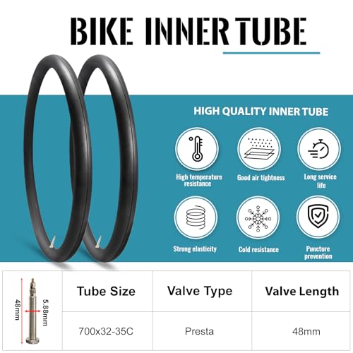 700x32-35C Bicycle Inner Tube 2-Pack for Road Bikes with Presta Valve