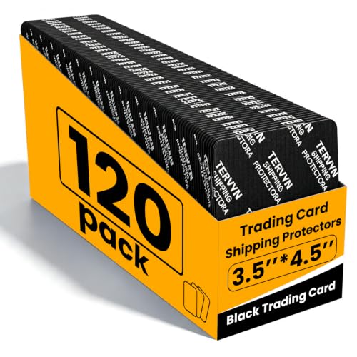 Trading Card Shipping Protectors - 120 Pack, 3.5 x 4.5 Inch, Black Opaque PVC