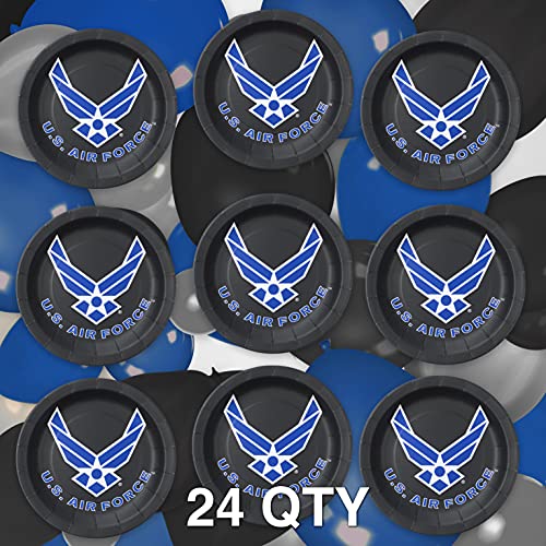 Havercamp US Air Force Dinner Plates 24-Pack - 9 Inch Military Party Tableware