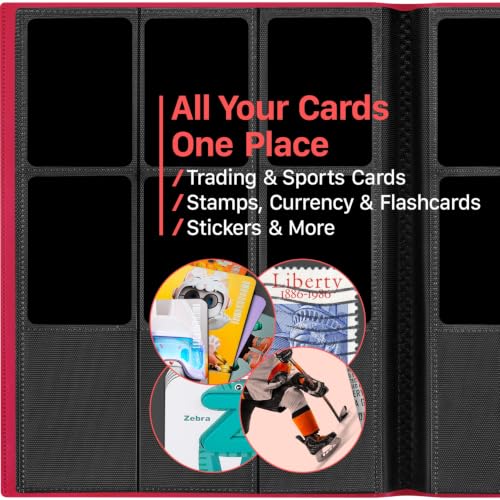 Deep Red 9-Pocket Trading Card Binder Holds 360 Sports Cards Organizer