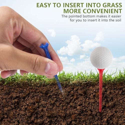 100 Pack Assorted Colors Golf Tees - Durable 2.8 Inch Plastic