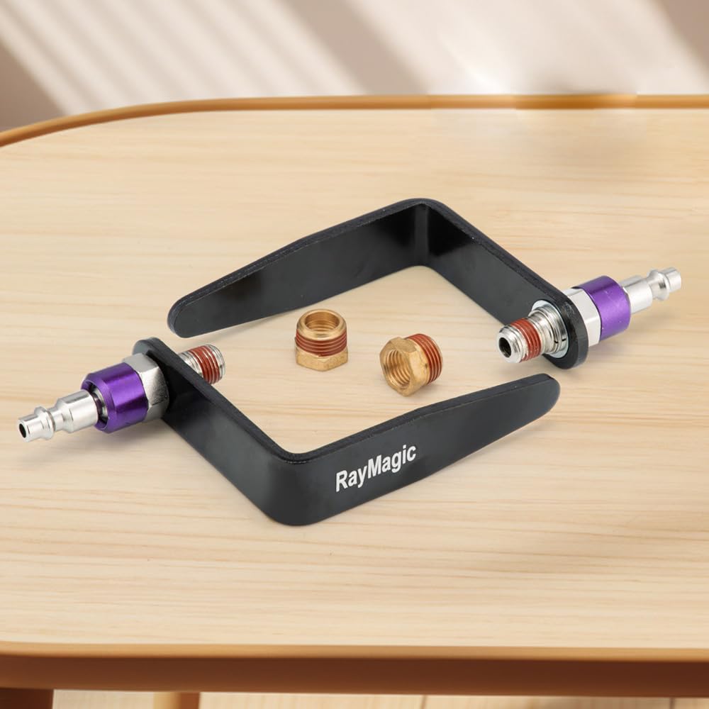 RayMagic Steel Pneumatic Tool Rafter Hook Hanger, Lightweight, Durable,Reusable Metal Organaizer Adjustable Easy Install Hooks with 1/4" Air Tool Swivel Fitting, for Air Nailer, 1-Piece, Purple