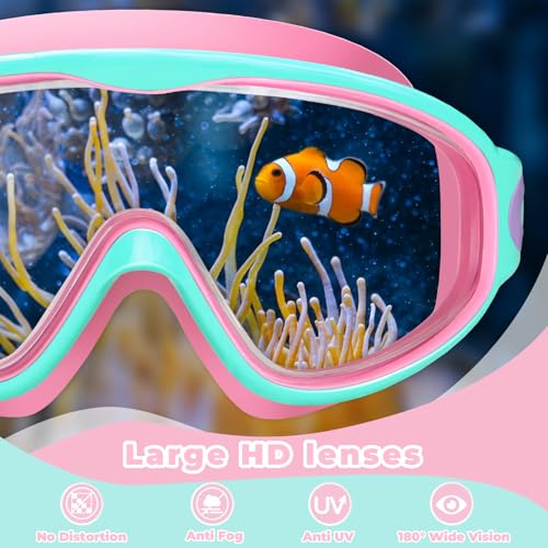 Kids Swim Goggles - Wide View Anti-Fog UV Protection for Ages 3-15