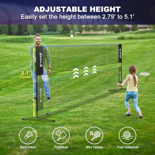 Height Adjustable Badminton Net - 10ft Blue/Black - Foldable Nylon