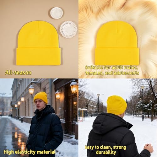 Ultra Soft Stretch Unisex Winter Beanie Hat - Yellow