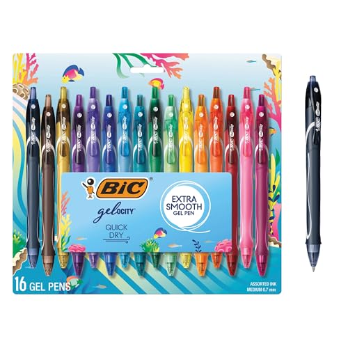 BIC Gelocity Quick Dry Gel Pens, 0.7 mm, 16-Count Bundle
