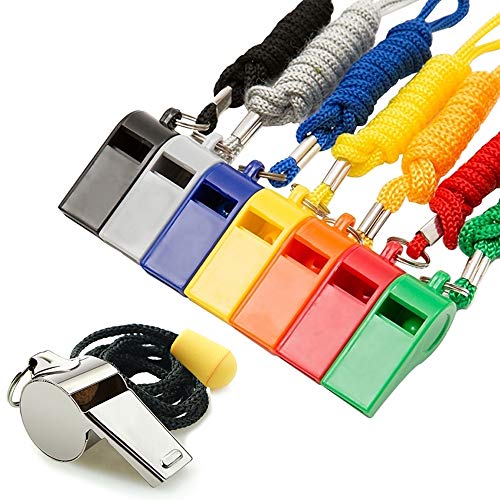 Loud Sports Whistles Set - 8PCS with Lanyard for Coaches & Referees