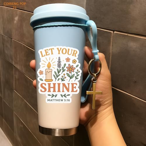 3pcs ¡°Let Your Light Shine¡± Stickers ? Matthew 5:16 ? 3x3in Christian Bible Verse Vinyl Decals ? Waterproof Floral Candle Design for Journals, Laptops, Water Bottles