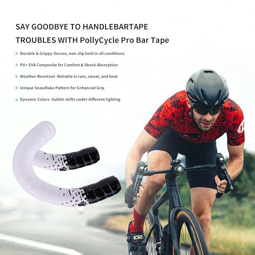 Shock-Absorbing Silicone Handlebar Tape for Road Bikes – 3mm Thick, Anti-Slip, White to Black – Set of 2