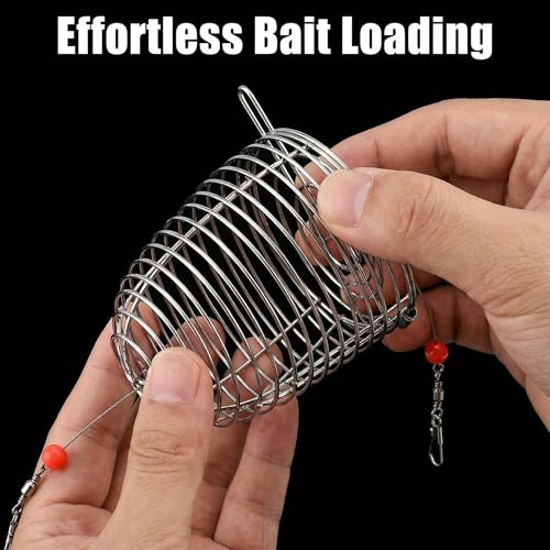 Persei 6Pcs Stainless Steel Fishing Bait Cage Traps – S/M/L Size Kit