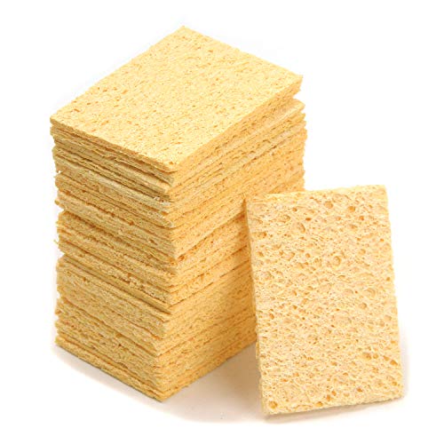 MY MIRONEY 2" x 1.4" Replacement Welding Soldering Iron Tip Cleaning Sponge Yellow Solder Tip Cleaning Sponge Pack of 30