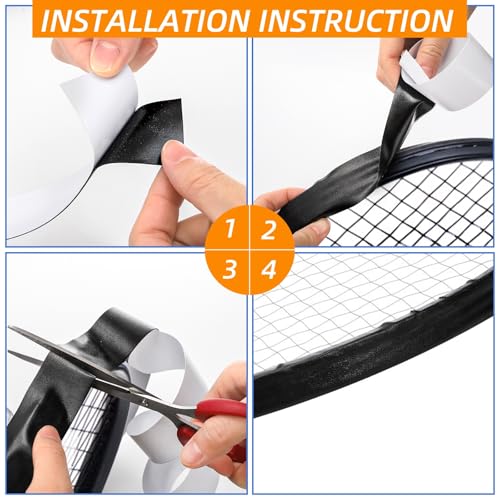 Nagpew Tennis Racket Edge Guard Tape - 2 Pcs, 1.4" x 16.4ft, Black