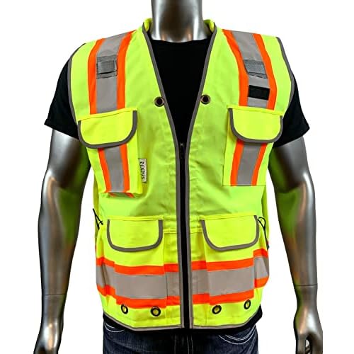 A Reflective Safety Vest For men Class 2 Heavy Woven Two Tone Engineer Hi Viz Safety Vest 3M Tape
