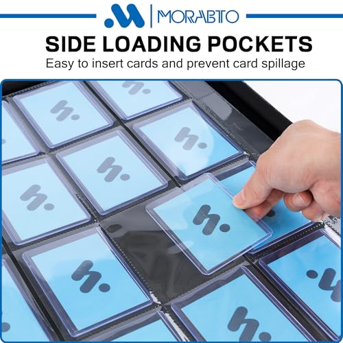 MORABTO Black 16 Pocket Top Loader Binder Holds 640 3x4 Cards - Heavy Duty
