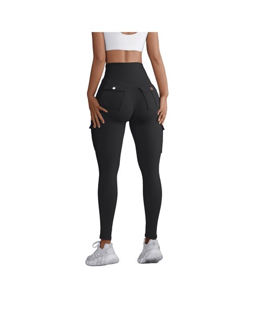 Madrirdma Cargo Leggings with Pockets for Women High Waist Butt Lifting Leggings Tummy Control Yoga Pants Black XL