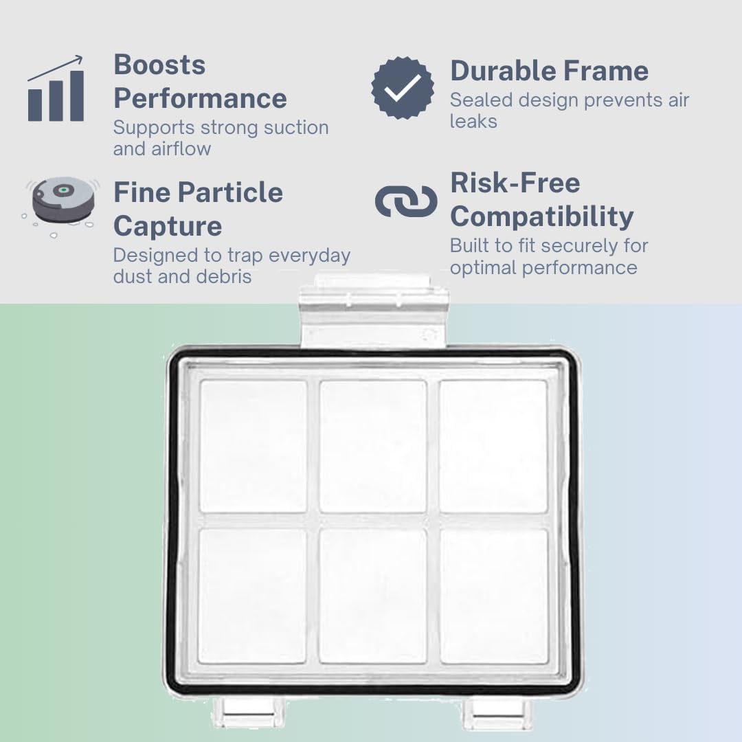 Replacement Parts Accessories for iRobot Roomba Combo Essential Vac 2 Y0110,Y0112,Y0140,Q0120 Q052 2 Main Brush Rollers, 8 Hepa Filters, 8 Side Brushes, 1 Brush Cleaning Tool Caster Wheel