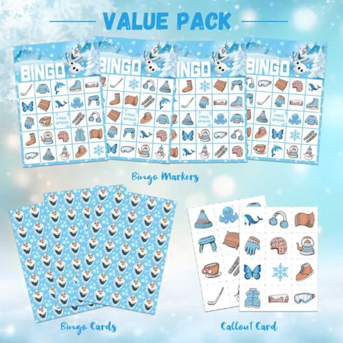 Snowman Christmas Bingo Game for 24 Players - Family Holiday Fun