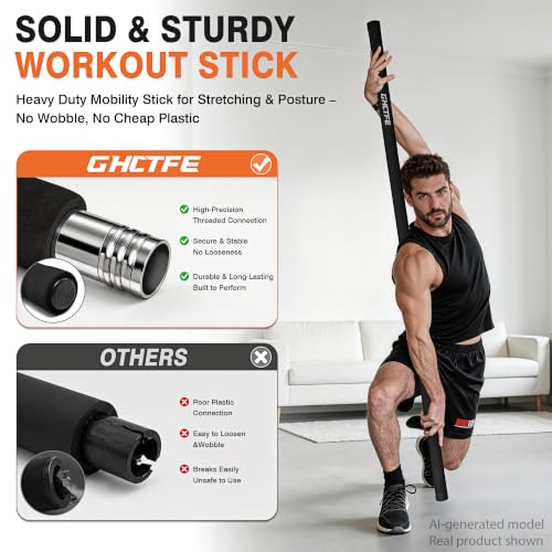 Adjustable Yoga Stick for Stretching & Balance - Black