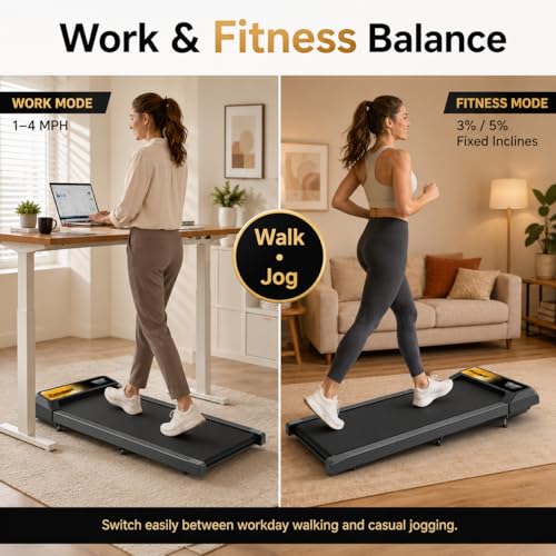 Walking Treadmill Pad with Adjustable Incline & APP Sync - Gold