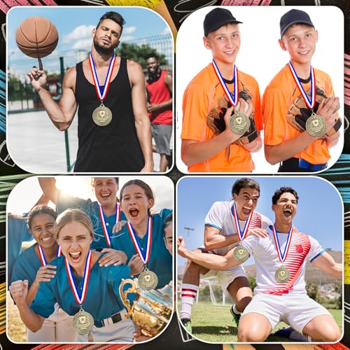 30 Pcs Champion Medals with Neck Ribbons - 2 Inch Awards