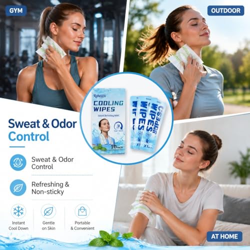 Herb Life 10-Pack Cooling Towels with Mint Scent — Instant Cold Relief for Outdoor Sports & Activities