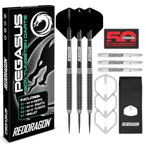 Red Dragon Pegasus Original 24g Tungsten Darts Set with Case - Black Variant