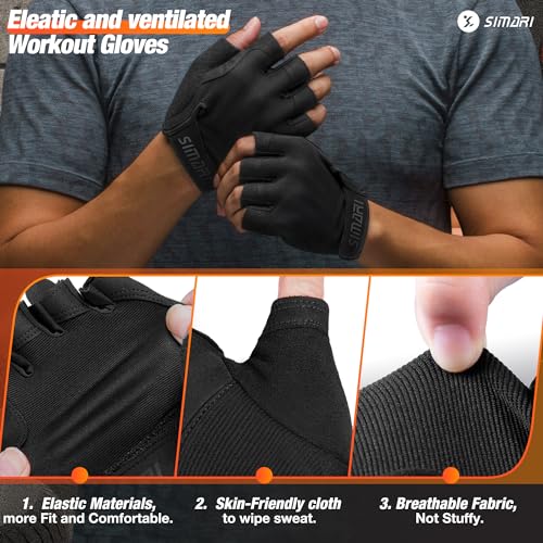 SIMARI Iron Black Large Breathable Padded Weight Lifting Gloves – Full Palm Protection