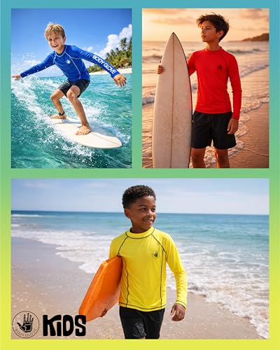 Boys Long Sleeve Rash Guard Swim Shirt - UPF 50+ Sun Protection - Size 12 Red