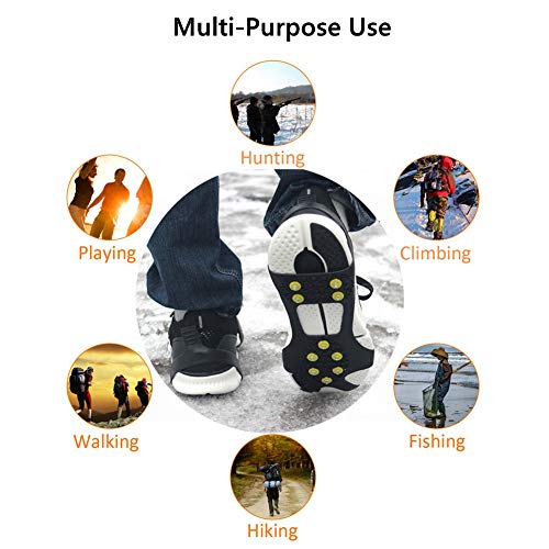 Ice Cleats for Shoes - Anti-Slip Traction Crampons with 10 Studs, Small Size