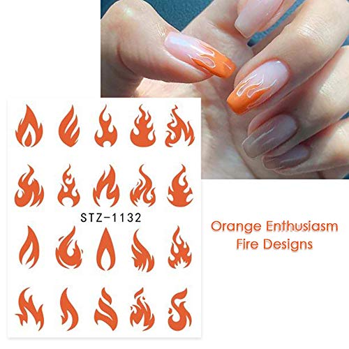 Flame Chinese Character Dragon Nail Stickers - 5 PCS