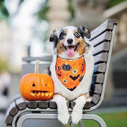 2-Pack Halloween Dog Bandana Set - Pumpkin & Candy Corn - Large