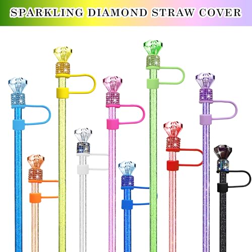 Bling Diamond Silicone Straw Cover for 10mm Tumbler Straws - Black