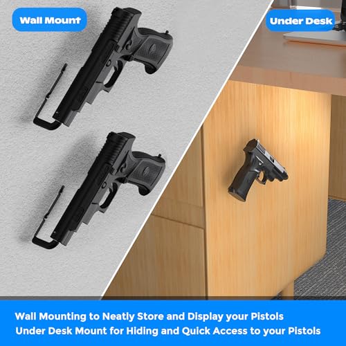 8Pcs Pistol Wall Mount Rack - Rubber Wrap Top for