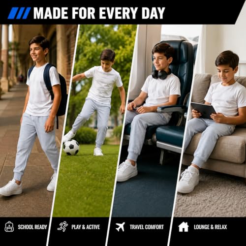 Coney Island Boys Sweatpants 4 Pack - Black/Charcoal/Heather Grey/Navy Jogger Pants with Pockets