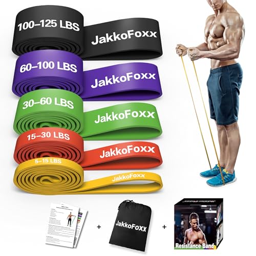 JAKKOFOXX Multicolor Resistance Bands Set (5-125 lbs) – Pull-Up, Stretching & Exercise Bands