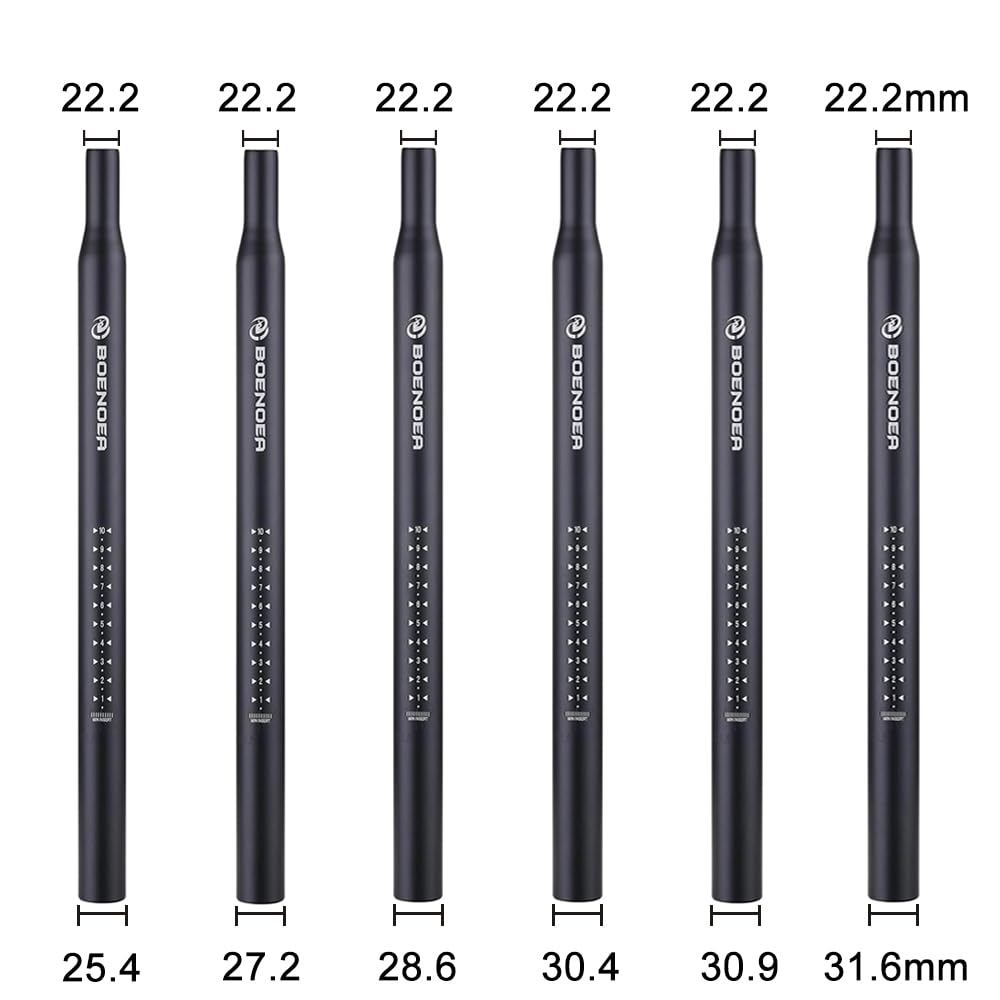 Boenoea Bike Seatpost, Bicycle Seat Post 25.4 27.2 28.6 30.4 30.9 31.6 400mm Length Aluminum Alloy Bicycle Seat Tube for Mountain Bike and Road Bike, MBX