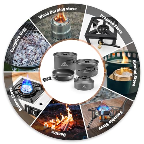 Black 27-Piece Camping Cookware Set for 2-4 People | Portable Kitchen with Kettle, Pots, Pans & Utensils