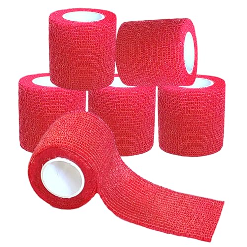 Self Adhesive Bandage Wrap - 6 Pack 2" x 5 Yards - Red