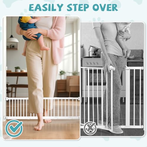 Metal Short Dog Gate, 13¡± Tall Puppy Small Pet Gate to Step Over, 17"- 44" Pressure Mount Indoor Outdoor Dog Gates with 4 Extension Kits, Small Puppy Gate for Doorways & Stairs