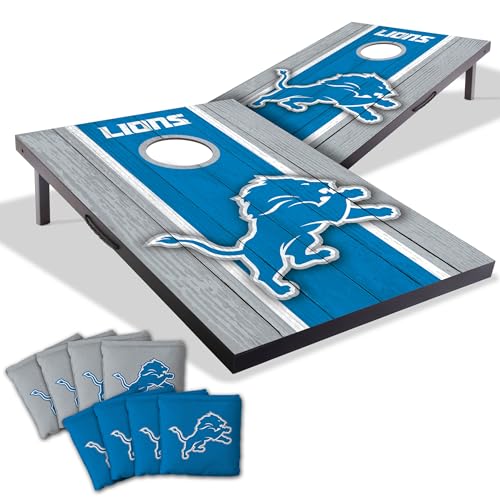 Portable Cornhole Game Set - 2' x 3' with Detroit Lions Logo Bags