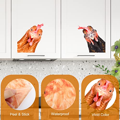 Chicken Wall Decals - Peel & Stick Chicken Heads & Car Stickers - Funny Wall Decals for Kids, Kitchen, Bedroom, Playroom, Game Room, Farm, Barn