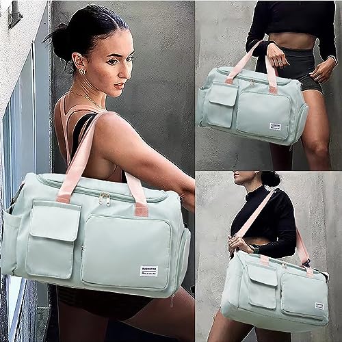 Small Gym Bag for Women - Travel Duffle with Shoe Compartment