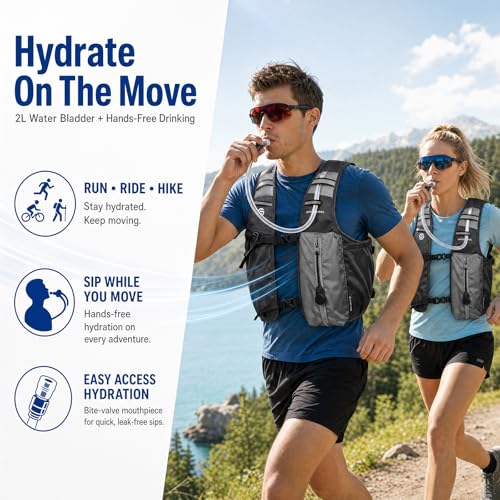 Savior Cool Cooling Hydration Vest with 2L BPA-Free Bladder, Charcoal Gray, 3 Removable Cooling Packs